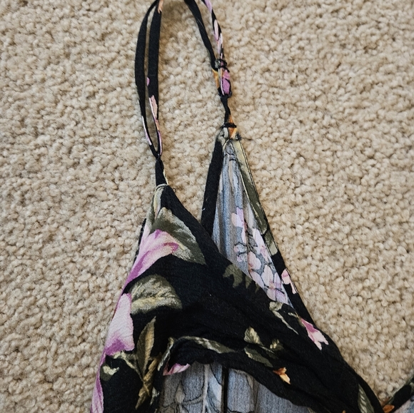 American Eagle Outfitters Black Floral Jumpsuit Women's Size Small S Open Back - Picture 13 of 14